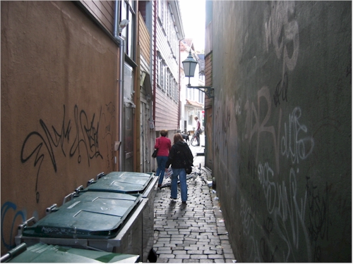 betsy and linda on narrow street